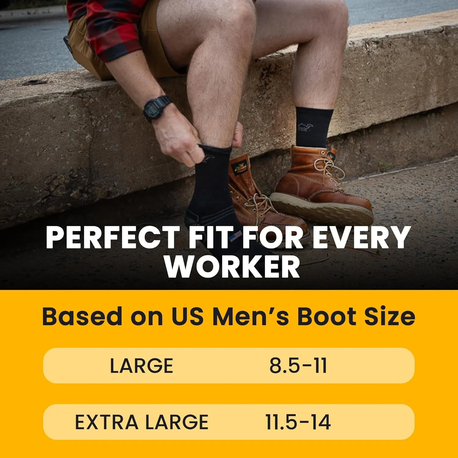 Ankle Work Socks ?C Sweat-Wicking, Durable Wool Socks for Long Shifts ?C Up to 6" Boots ?C Made in USA