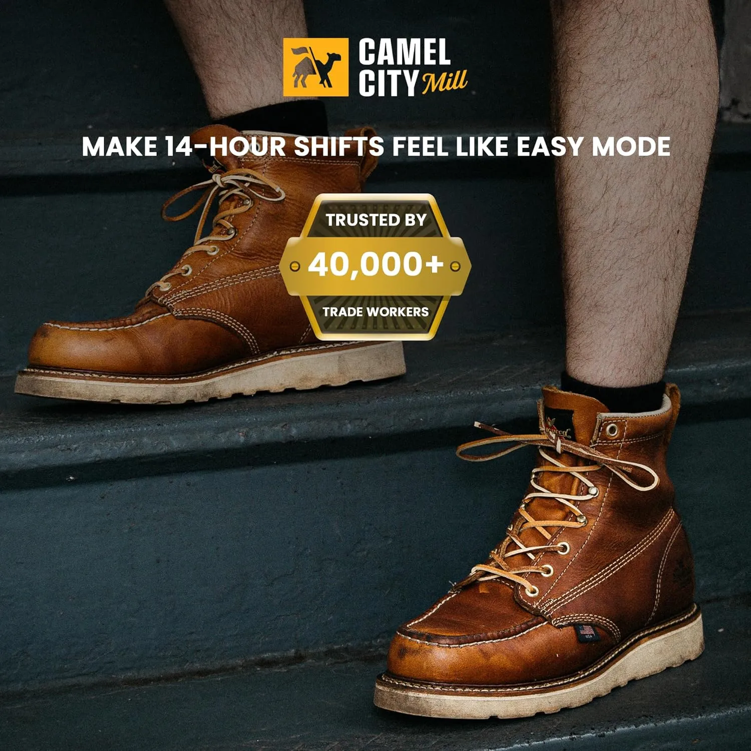 Ankle Work Socks ?C Sweat-Wicking, Durable Wool Socks for Long Shifts ?C Up to 6" Boots ?C Made in USA