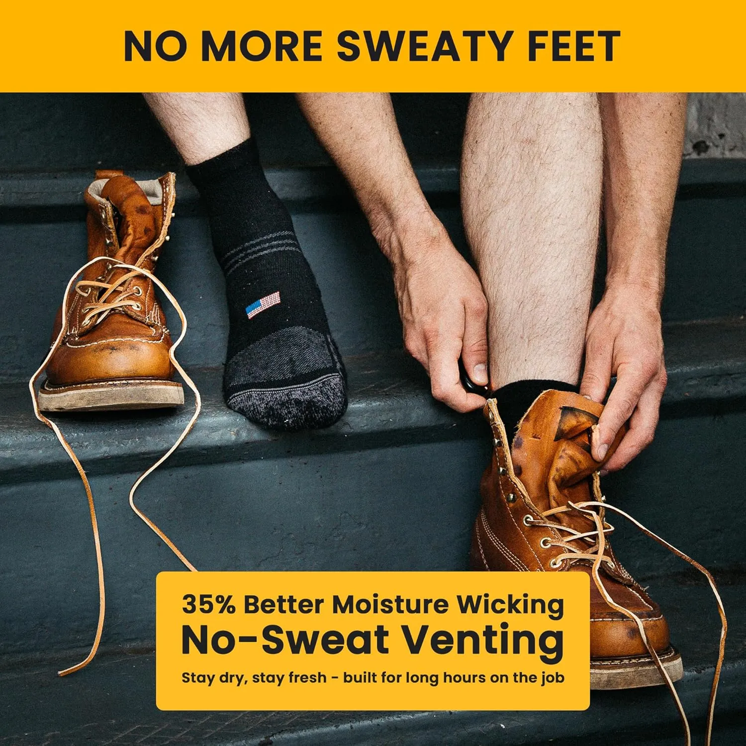 Ankle Work Socks ?C Sweat-Wicking, Durable Wool Socks for Long Shifts ?C Up to 6" Boots ?C Made in USA