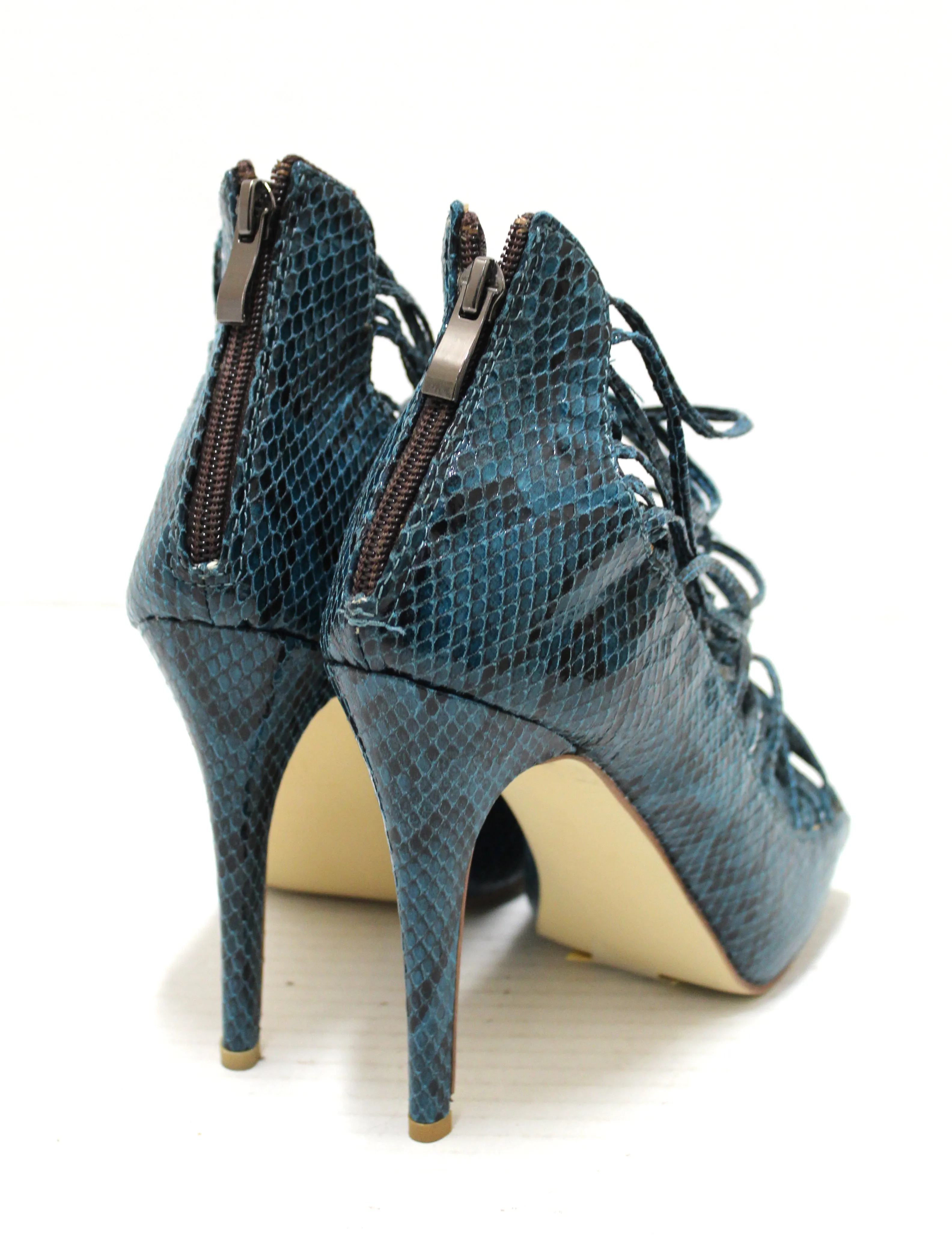 Authentic Jimmy Choo Green Snakeskin Embossed Strap Pump Heel size 41