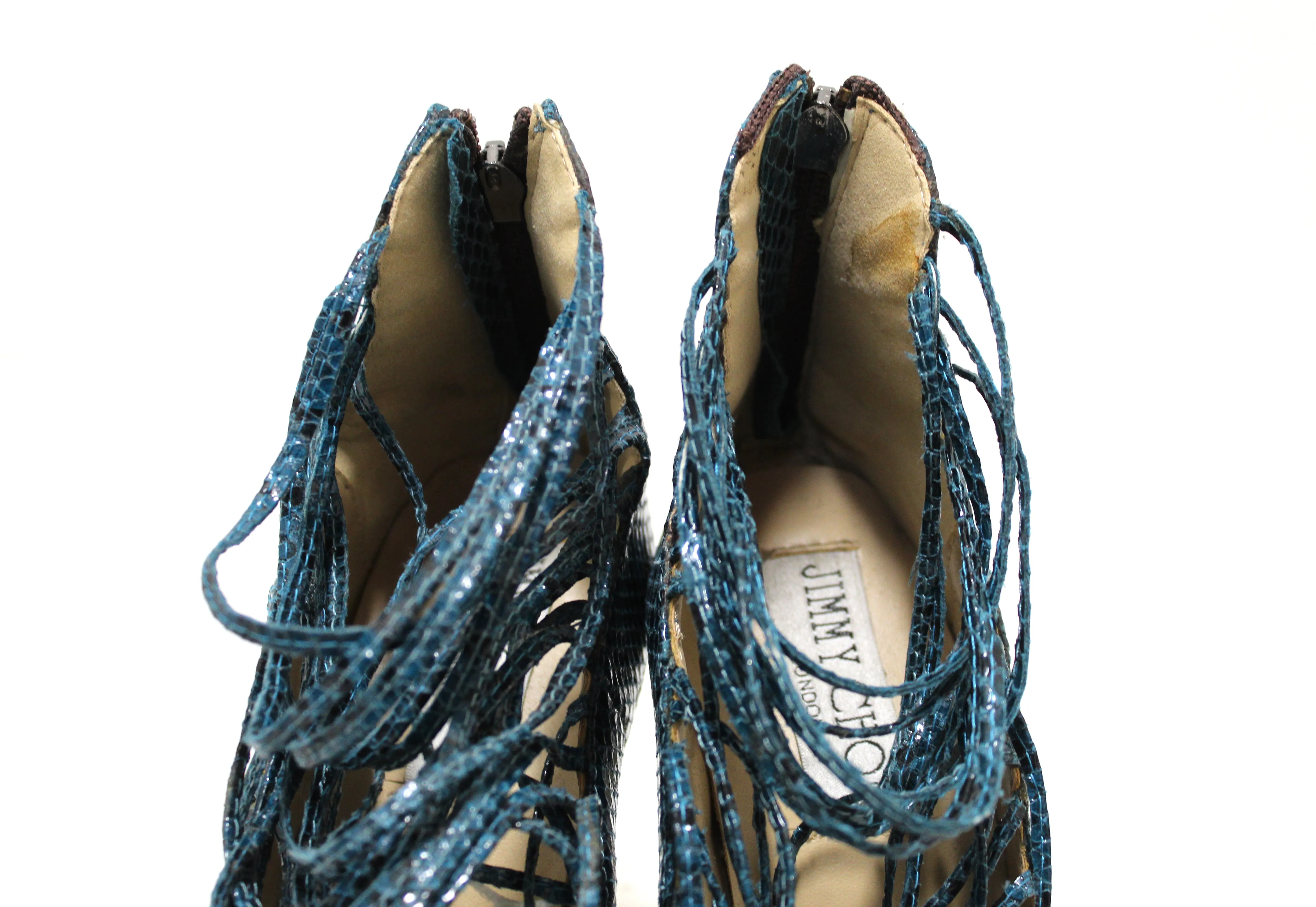 Authentic Jimmy Choo Green Snakeskin Embossed Strap Pump Heel size 41