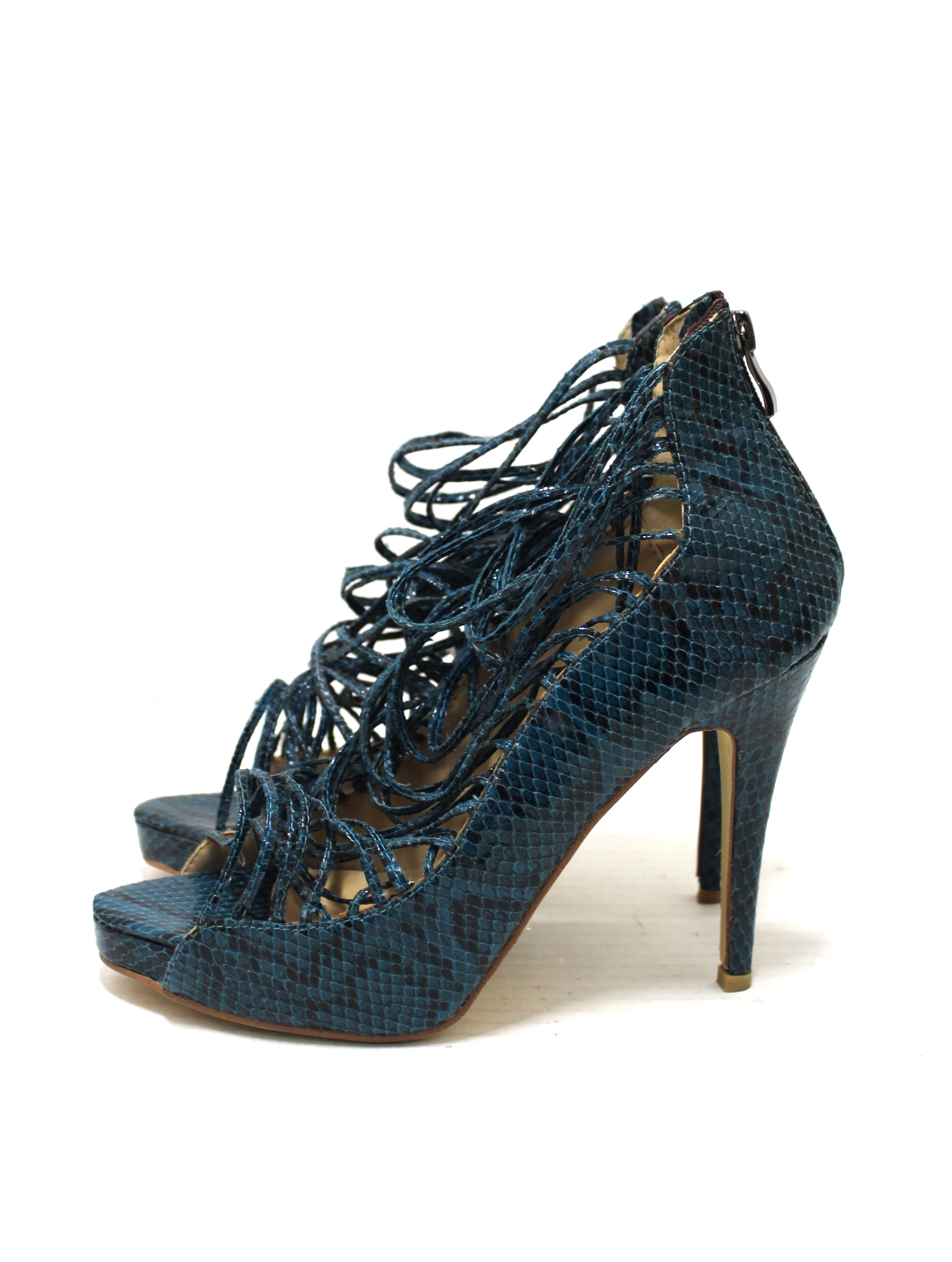 Authentic Jimmy Choo Green Snakeskin Embossed Strap Pump Heel size 41