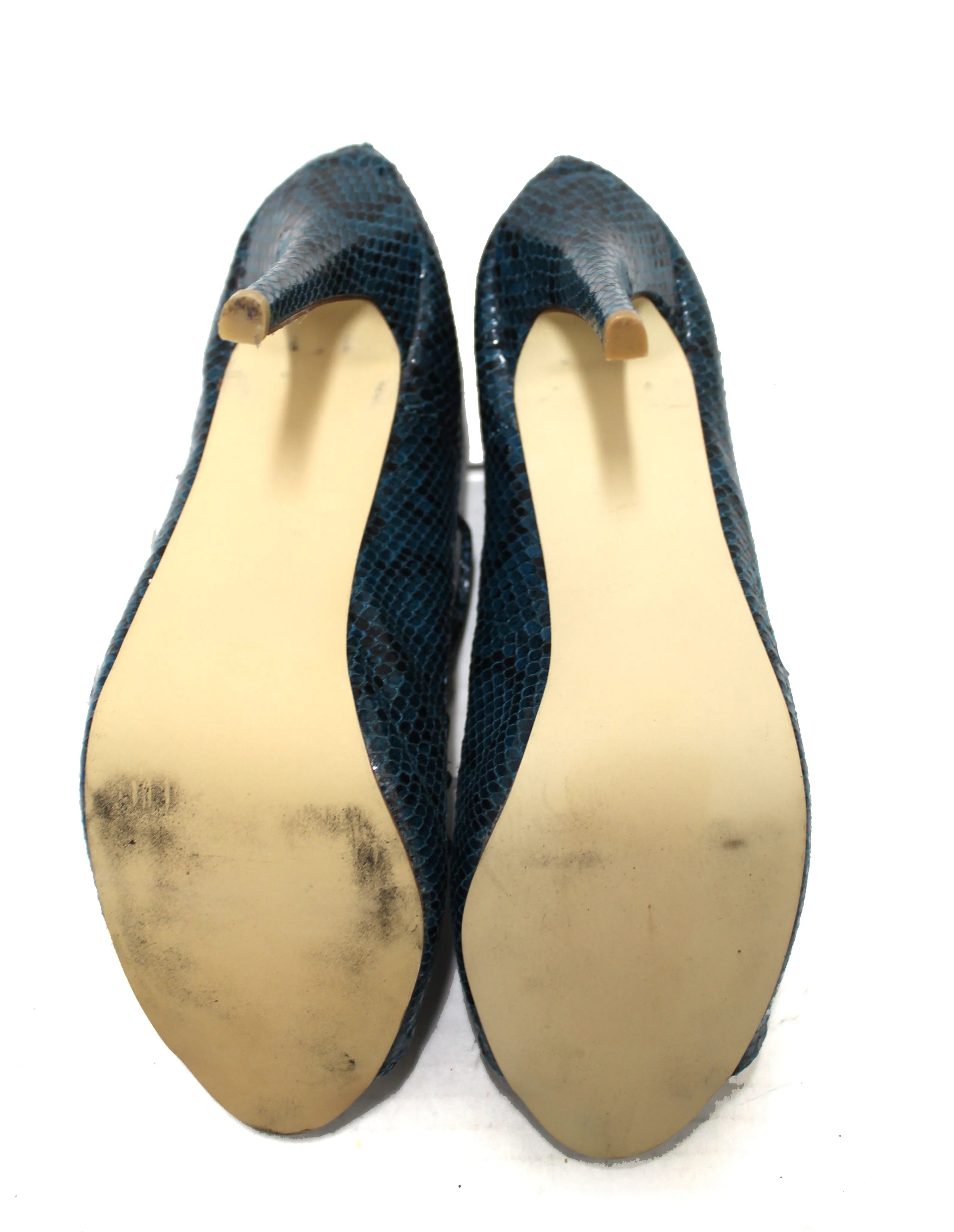 Authentic Jimmy Choo Green Snakeskin Embossed Strap Pump Heel size 41