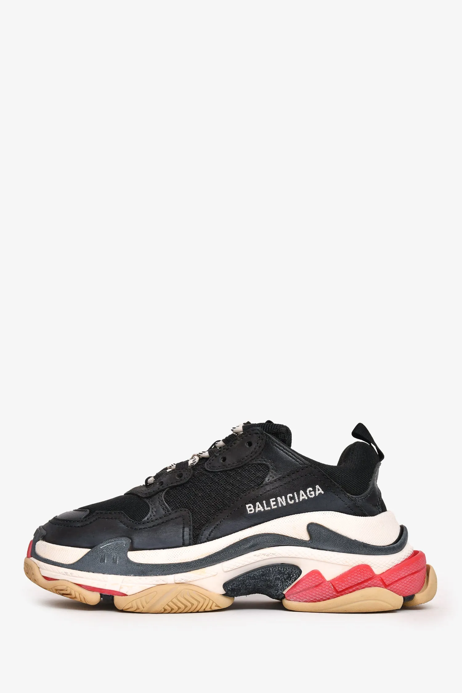 Balenciaga Black/White/Pink Triple S Sneakers Size 35