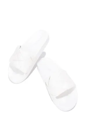 Cape Robbin Scion White Pool Slide Braided Flat Mules Slip On Slides Sandals