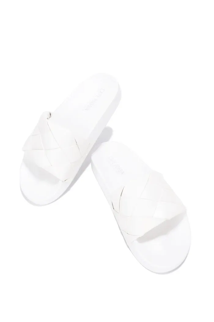 Cape Robbin Scion White Pool Slide Braided Flat Mules Slip On Slides Sandals