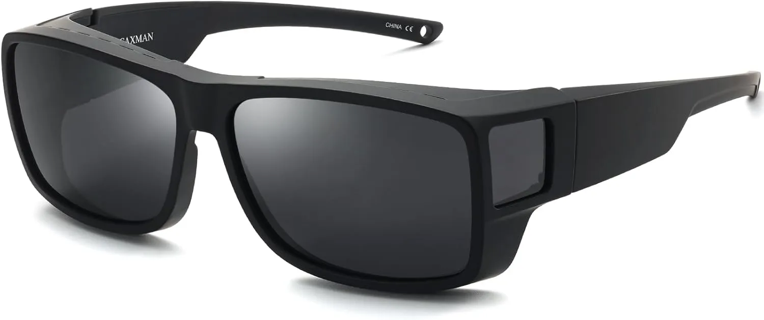 CAXMAN Fit Over Glasses Sunglasses Polarized Wrap Around Sunglasses with Side Window Shields for Full Protection