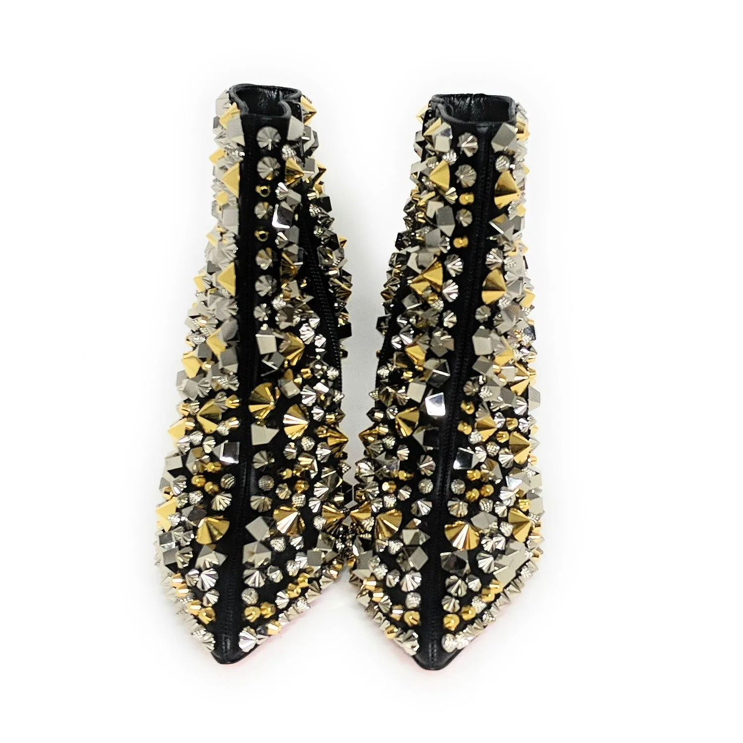 Christian Louboutin Black Stud Embellished So Full Kate Ankle Boots Sz 35.5