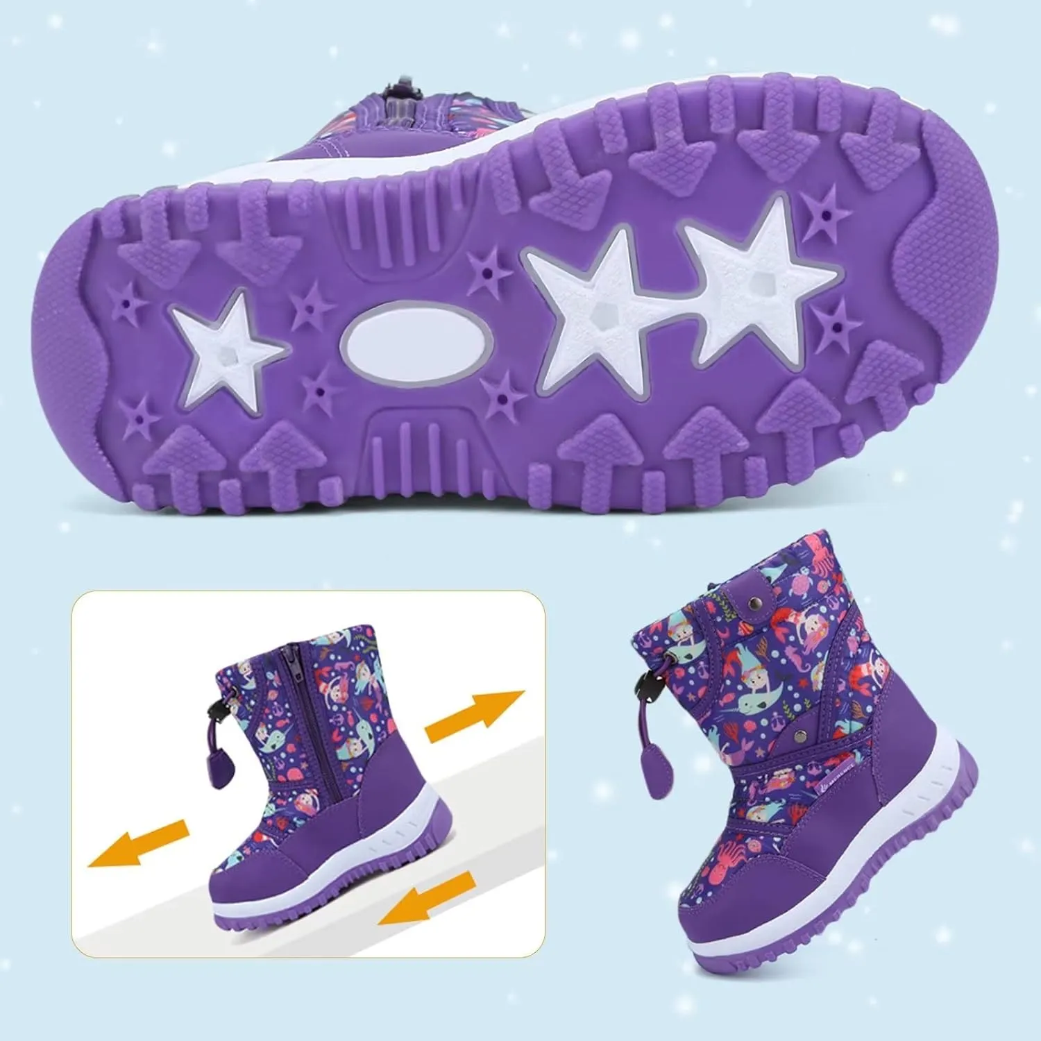 CIOR Winter Snow Boots for Boy and Girl Outdoor Waterproof with Fur Lined(Toddler/Little Kids)