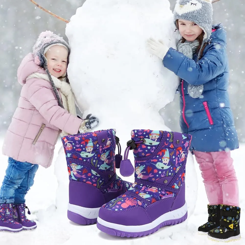 CIOR Winter Snow Boots for Boy and Girl Outdoor Waterproof with Fur Lined(Toddler/Little Kids)