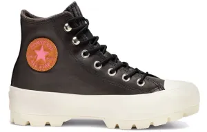 CONVERSE CHUCK TAYLOR LEATHER HI-TOP THICK SOLE SNEAKERS