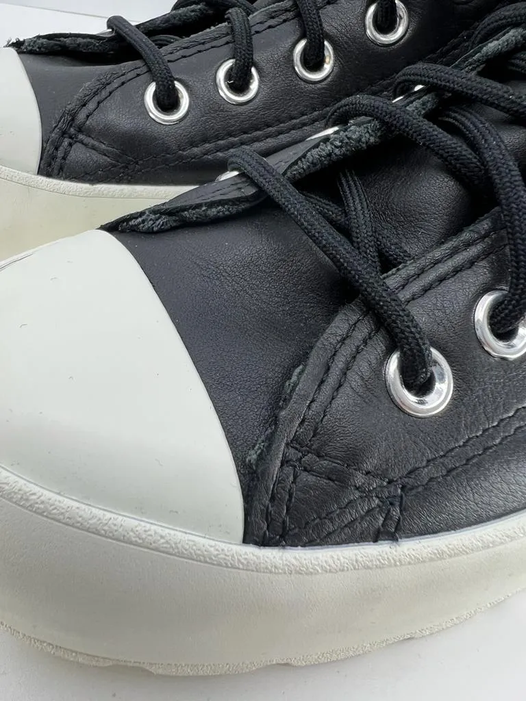 CONVERSE CHUCK TAYLOR LEATHER HI-TOP THICK SOLE SNEAKERS