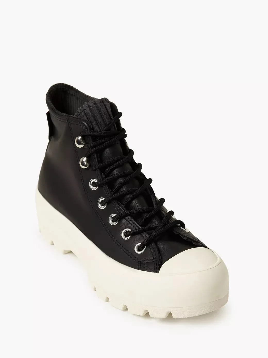 CONVERSE CHUCK TAYLOR LEATHER HI-TOP THICK SOLE SNEAKERS