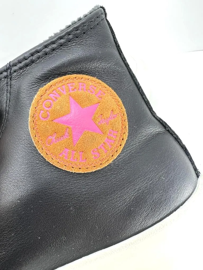 CONVERSE CHUCK TAYLOR LEATHER HI-TOP THICK SOLE SNEAKERS