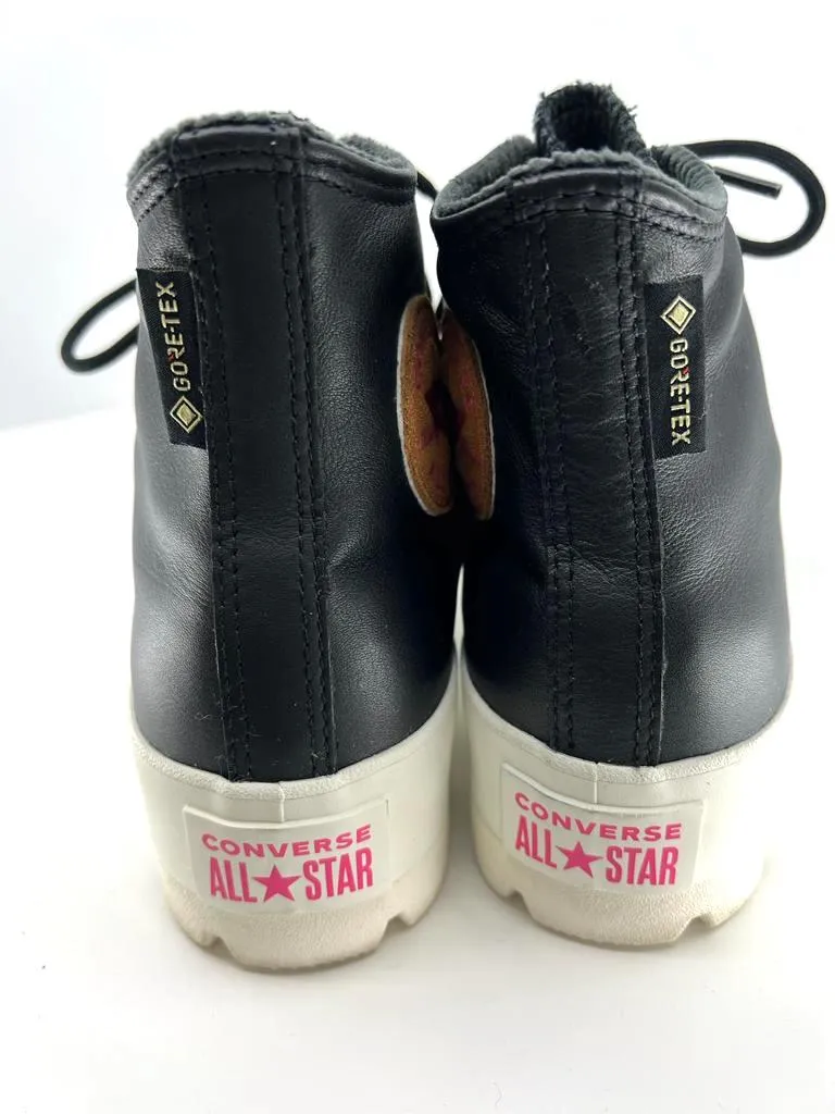 CONVERSE CHUCK TAYLOR LEATHER HI-TOP THICK SOLE SNEAKERS