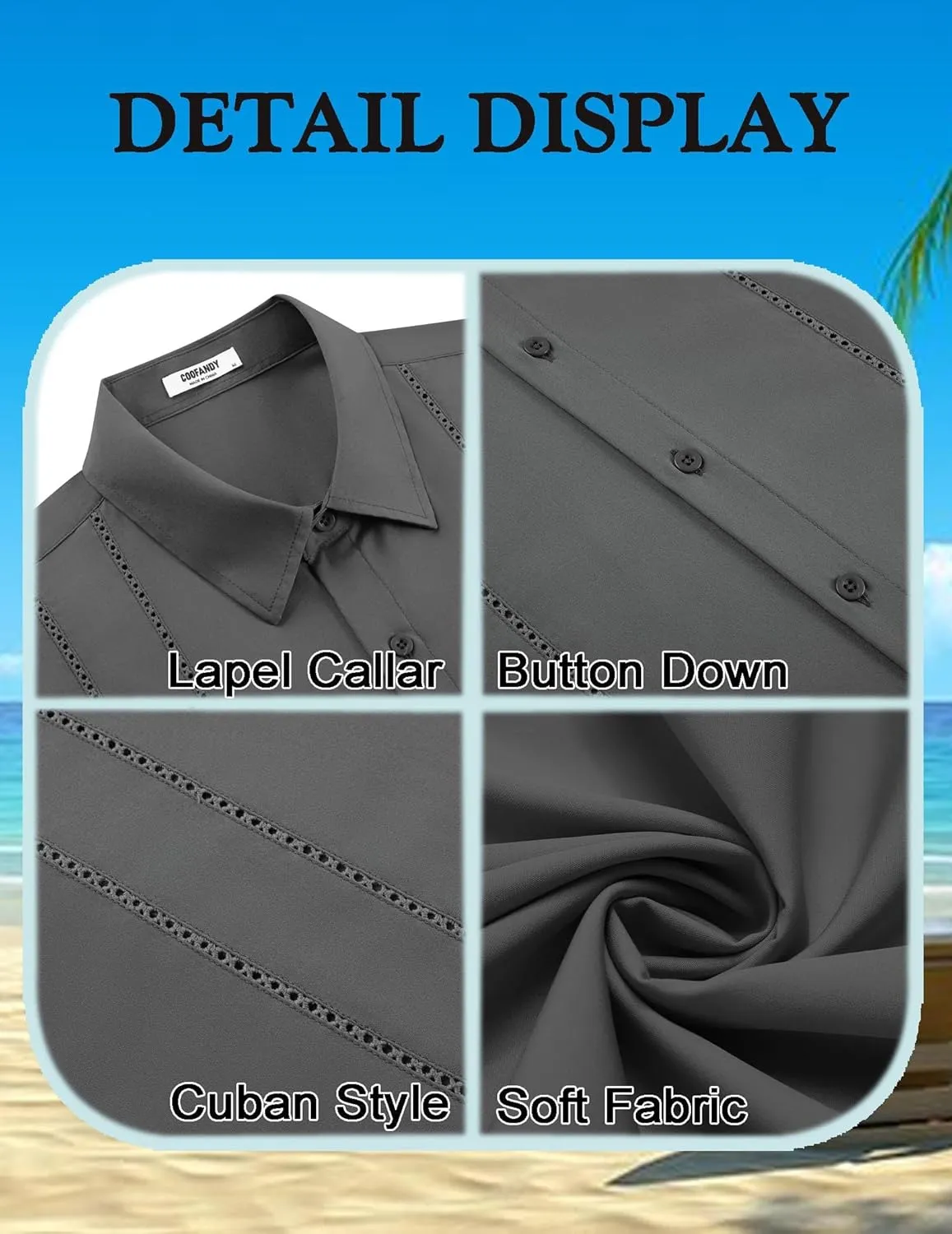 COOFANDY Mens Cuban Guayabera Shirt Short Sleeve Button Down Shirts Summer Beach Vacation Shirts