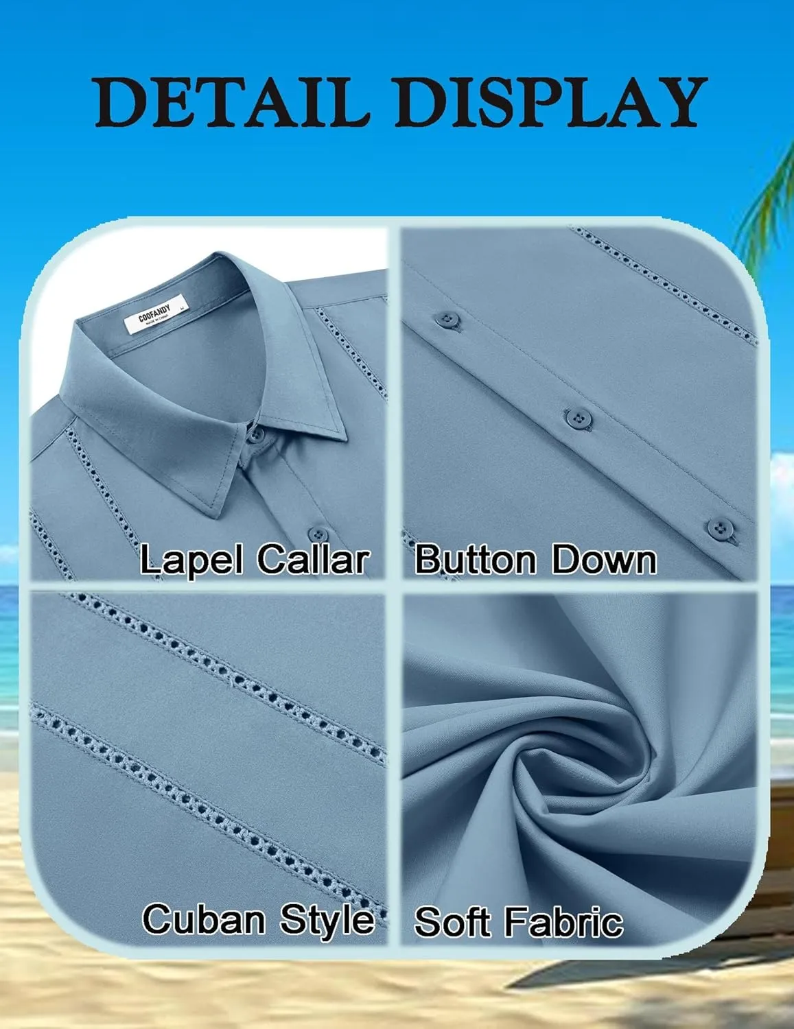 COOFANDY Mens Cuban Guayabera Shirt Short Sleeve Button Down Shirts Summer Beach Vacation Shirts