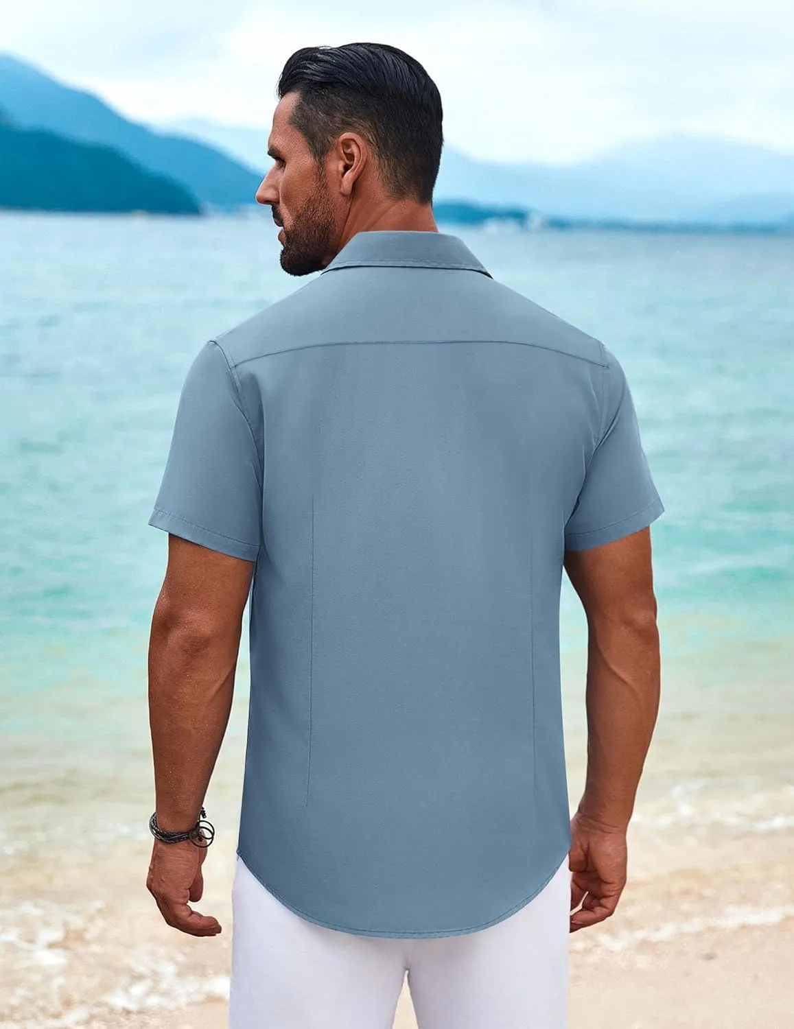 COOFANDY Mens Cuban Guayabera Shirt Short Sleeve Button Down Shirts Summer Beach Vacation Shirts