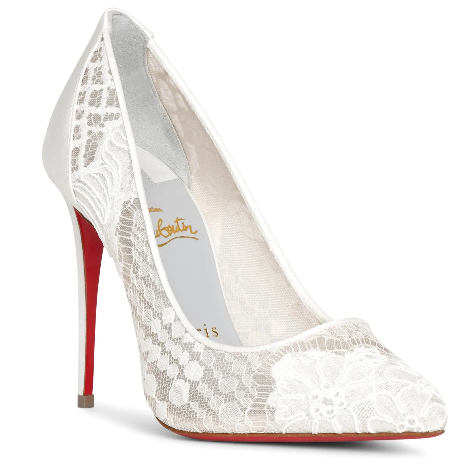 Follies Lace 100 white pumps
