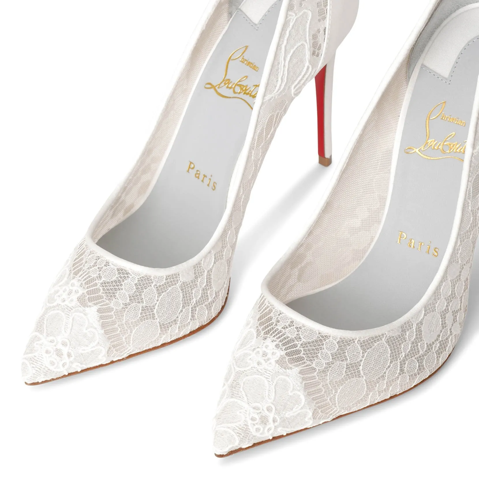 Follies Lace 100 white pumps