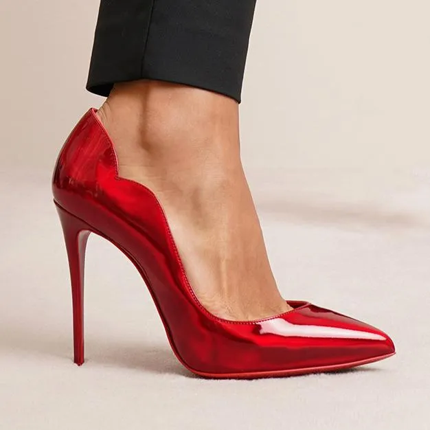 Hot Chick 100 patent red pumps