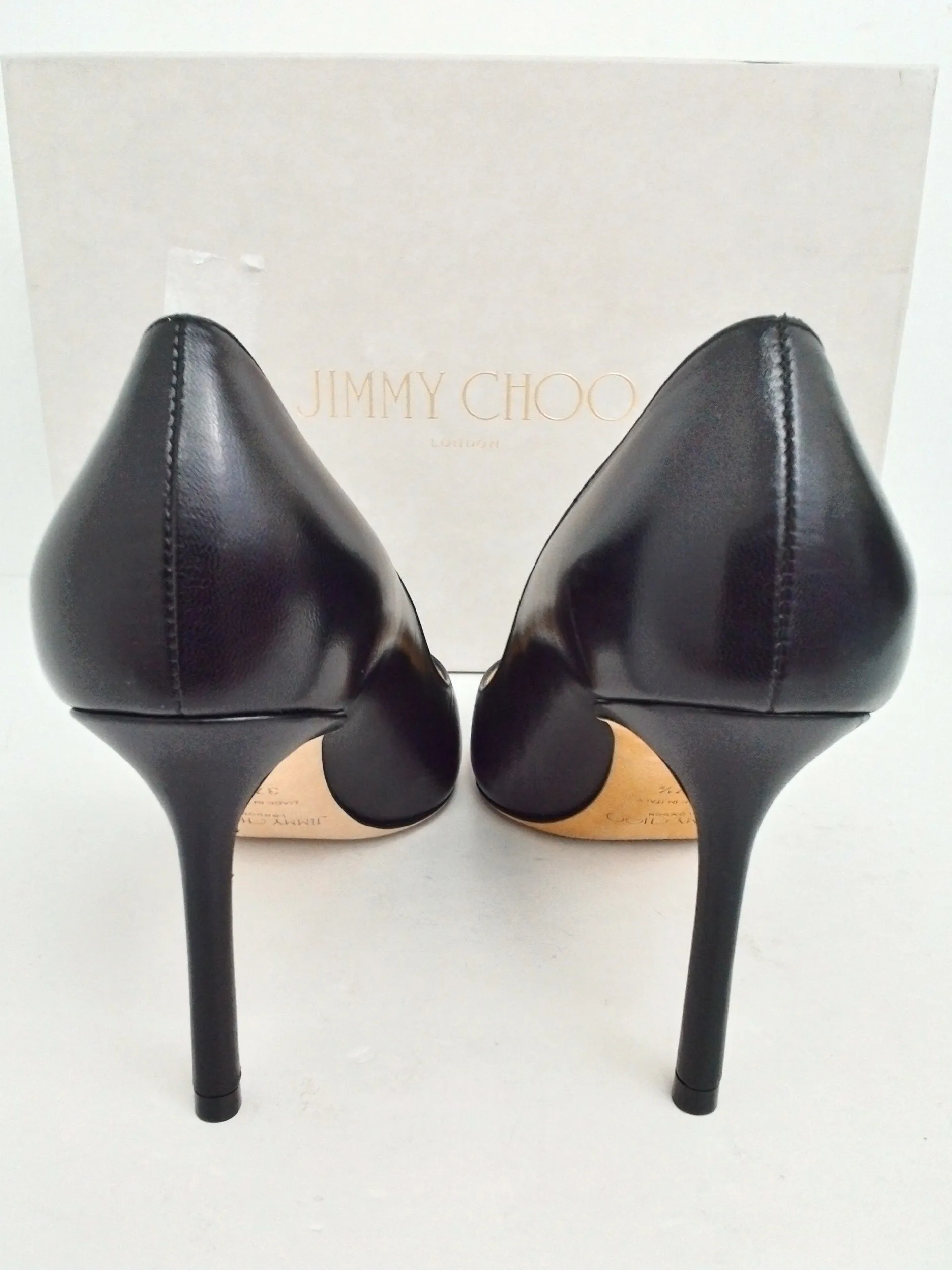 Jimmy Choo Women's Romy Kid Black Leather Pumps Size 37.5