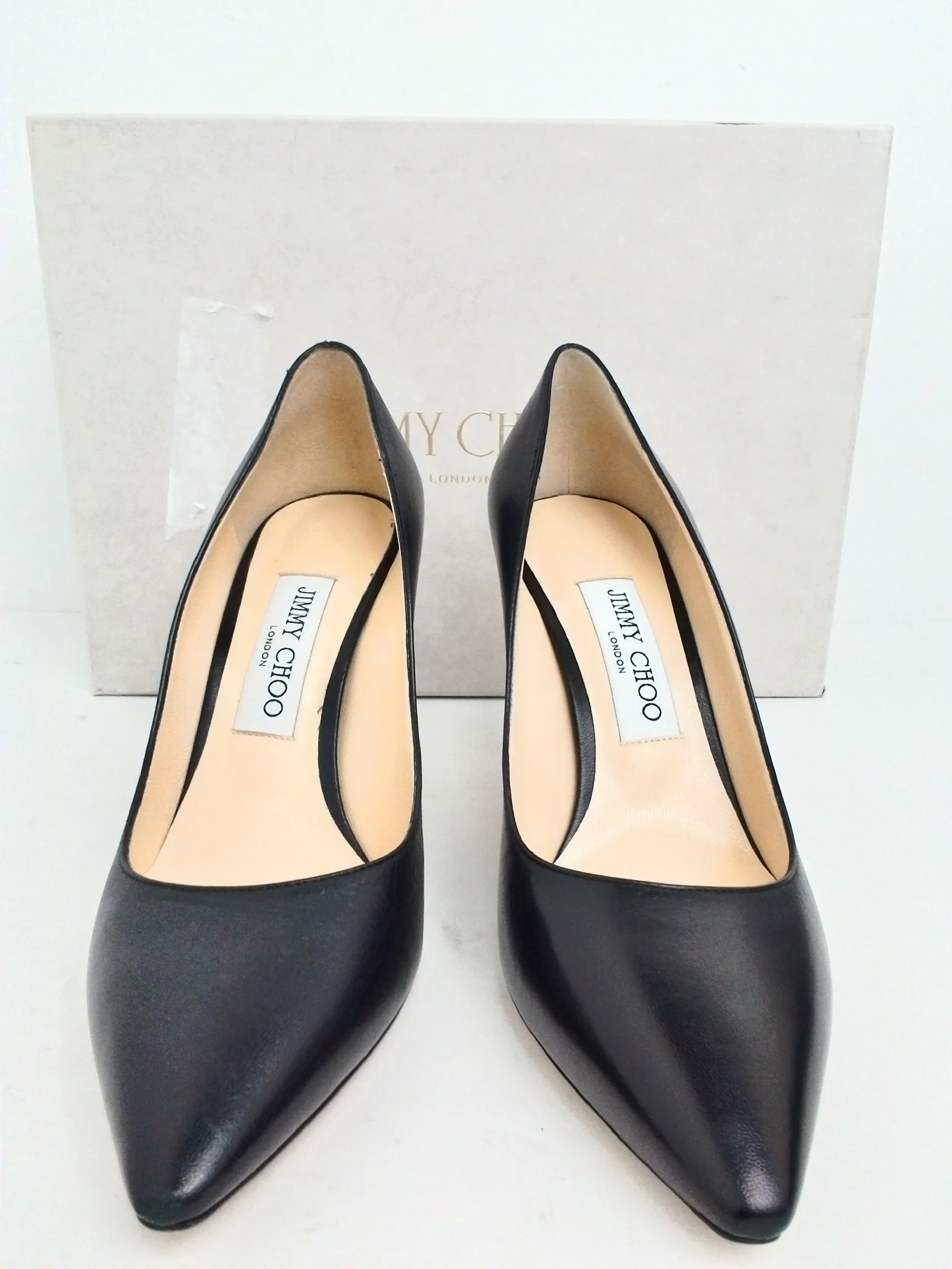 Jimmy Choo Women's Romy Kid Black Leather Pumps Size 37.5