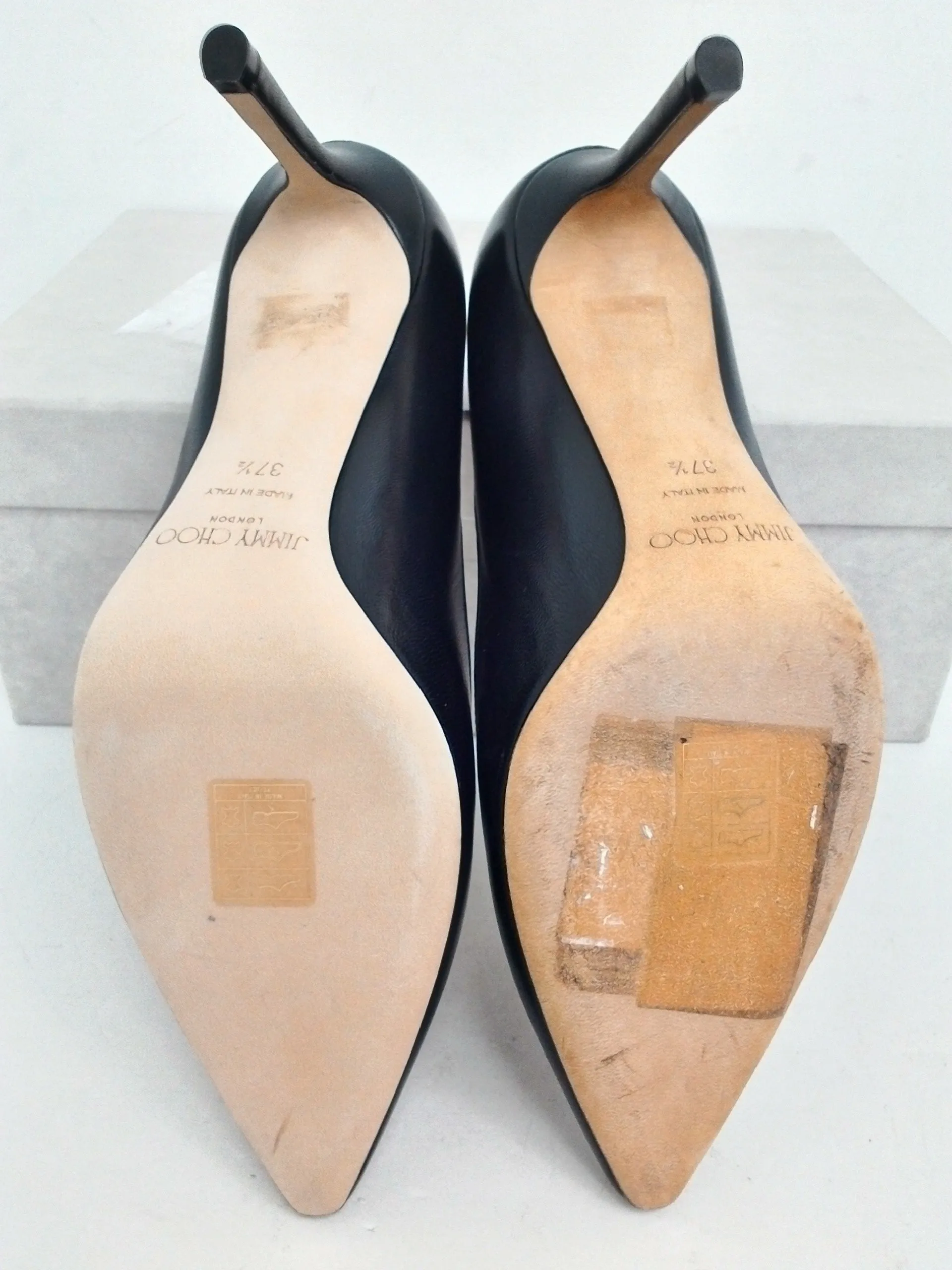 Jimmy Choo Women's Romy Kid Black Leather Pumps Size 37.5