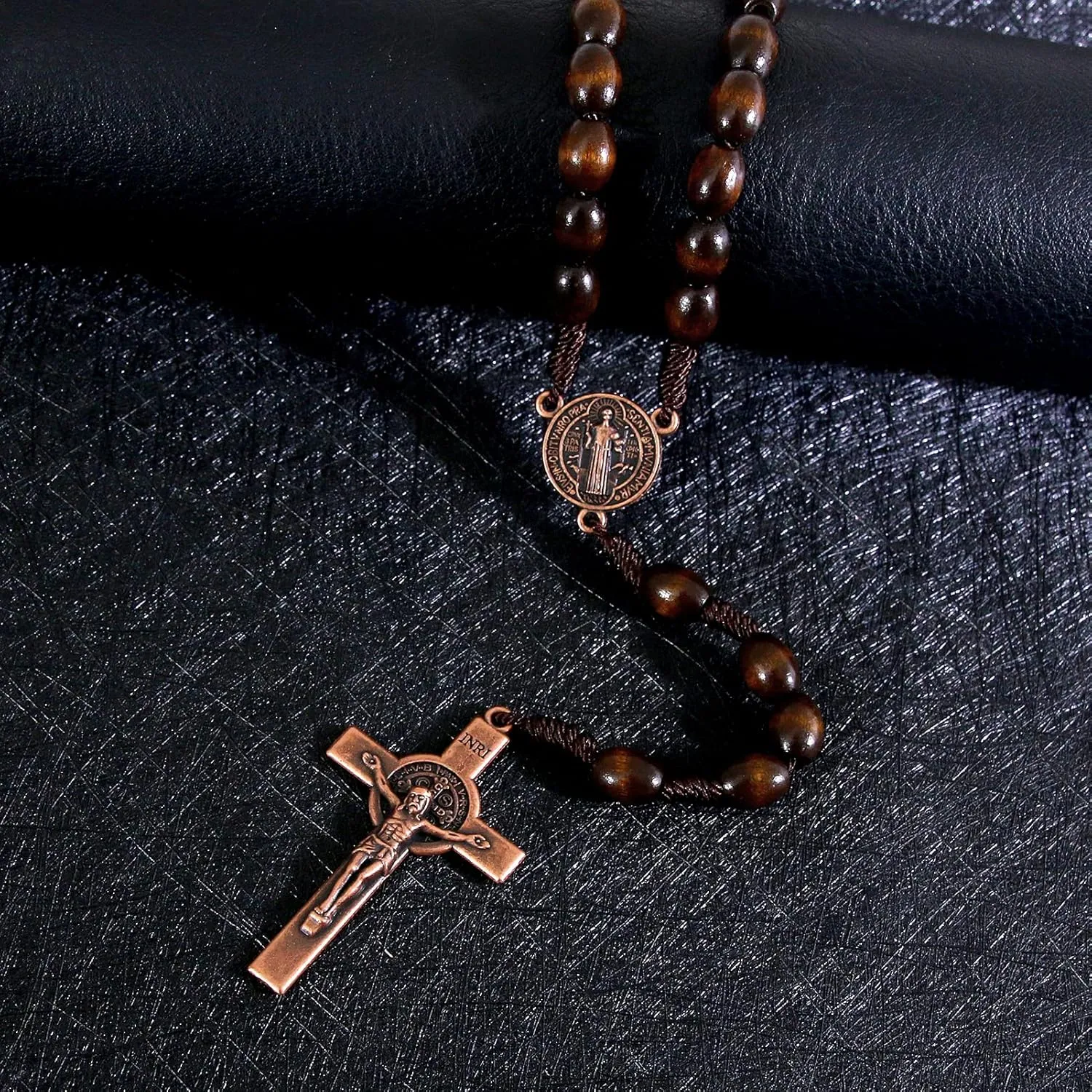KOMI Catholic Rosary Beads for Men Holy Prayer Beads Rosary Necklace with Crucifix Cross Rosary Catholic Gifts