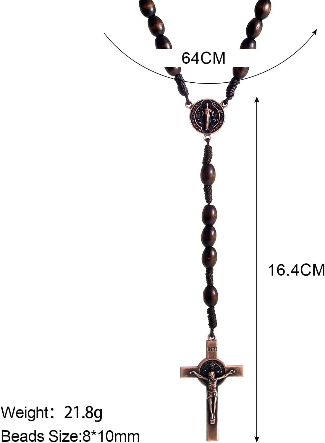 KOMI Catholic Rosary Beads for Men Holy Prayer Beads Rosary Necklace with Crucifix Cross Rosary Catholic Gifts
