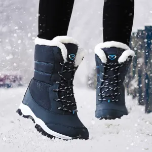 Lace-Up Waterproof Women's Platform Fur Lined Snowboots