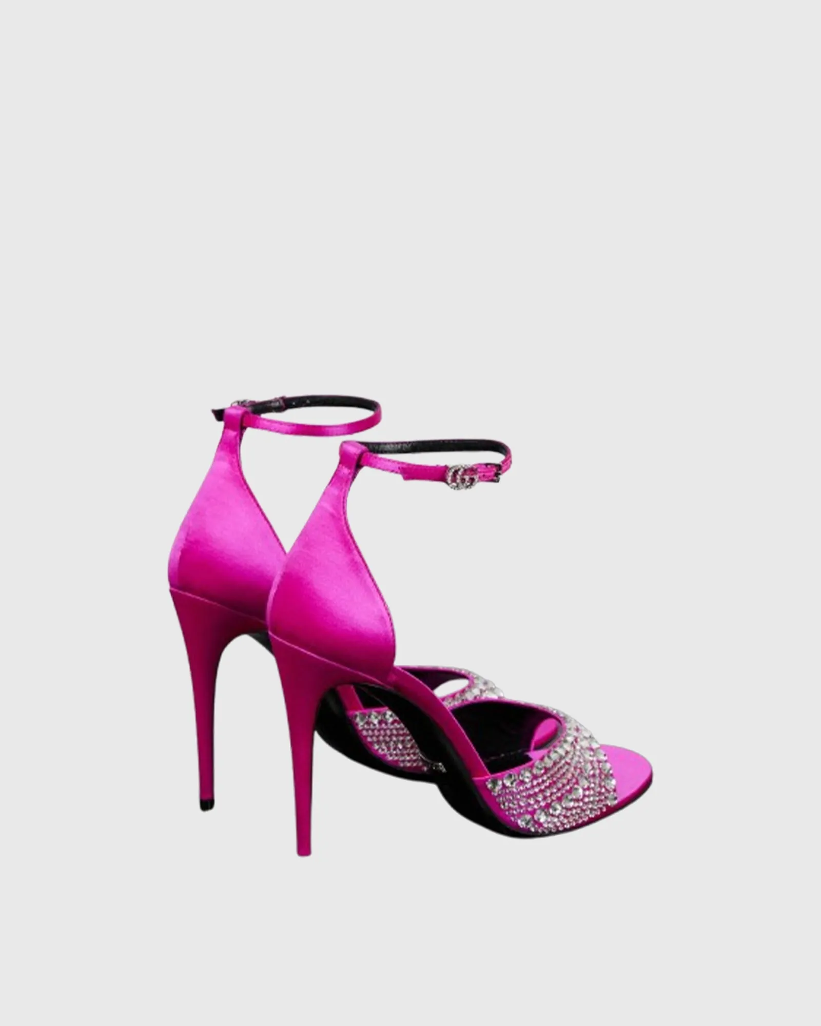 Mara Rhinestone Satin Strap Sandals In Pink