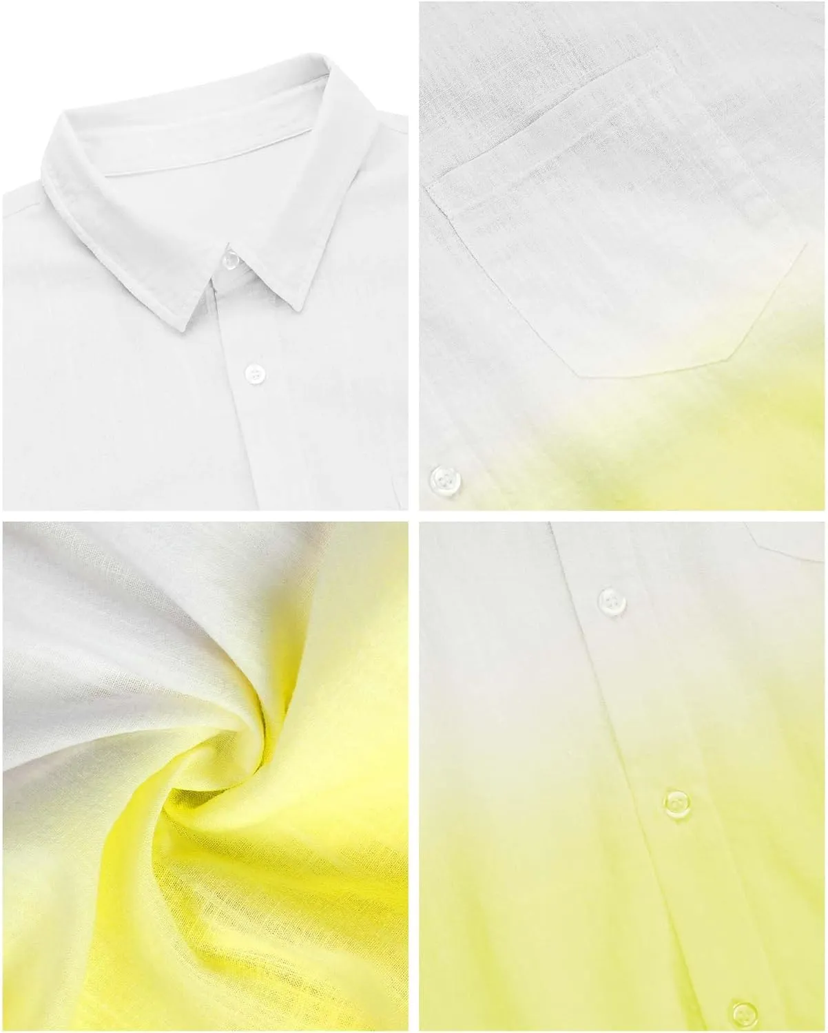 Mens Gradient Linen Shirts Casual Button Down Short Sleeve Beach Summer Shirts