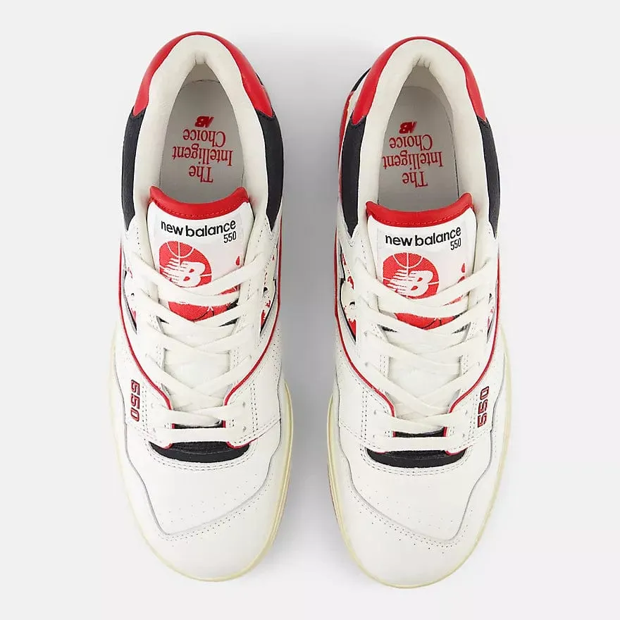 New Balance Unisex 550 Sneakers- White/Team Red