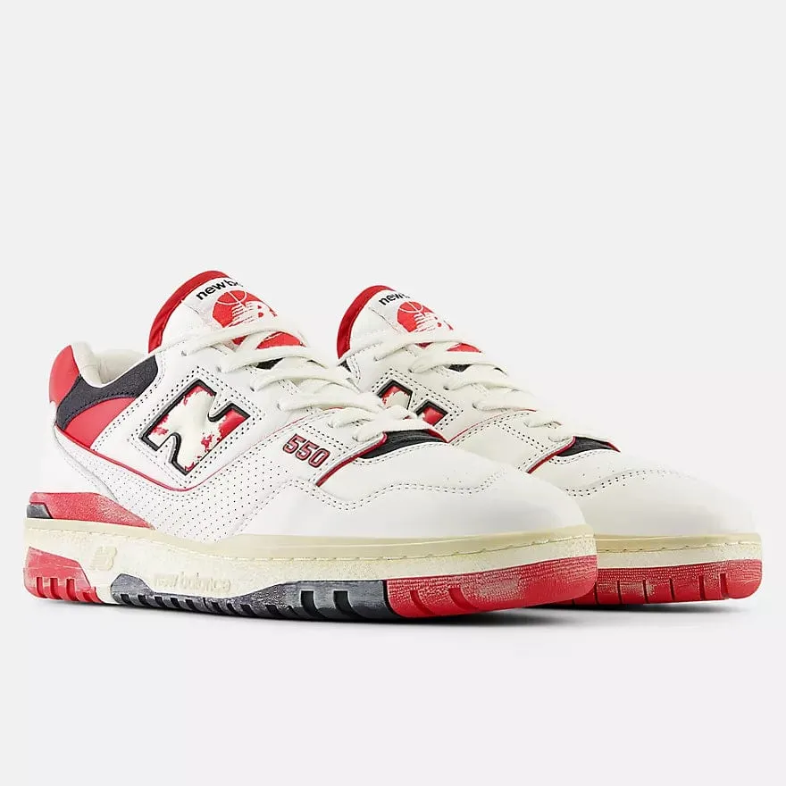 New Balance Unisex 550 Sneakers- White/Team Red
