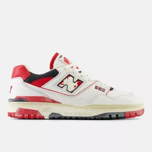 New Balance Unisex 550 Sneakers- White/Team Red