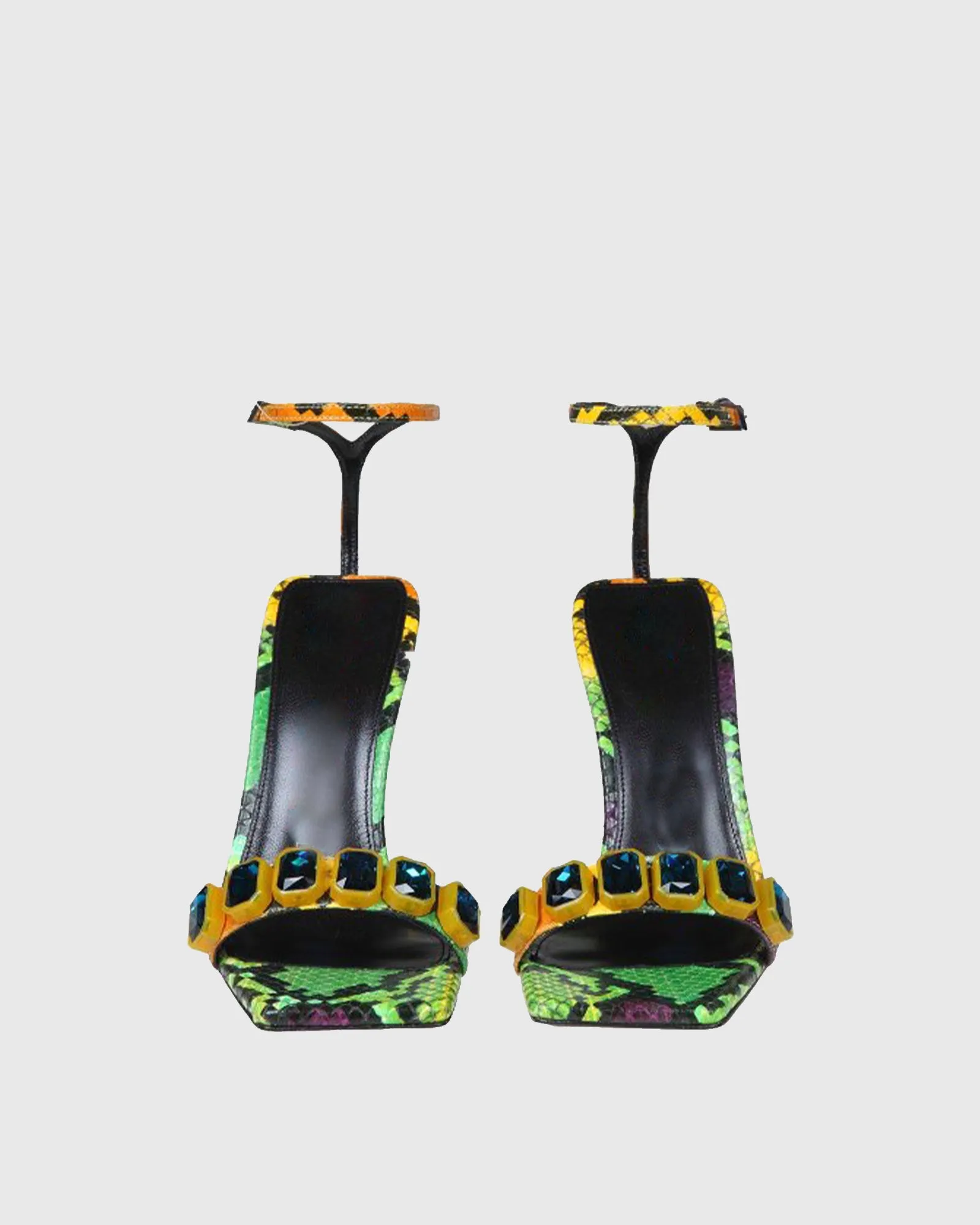 Palmira Rhinestone Snake Print Strap Sandals