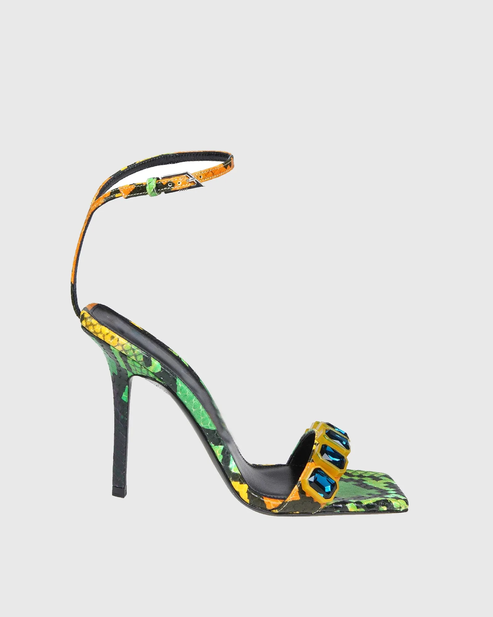 Palmira Rhinestone Snake Print Strap Sandals