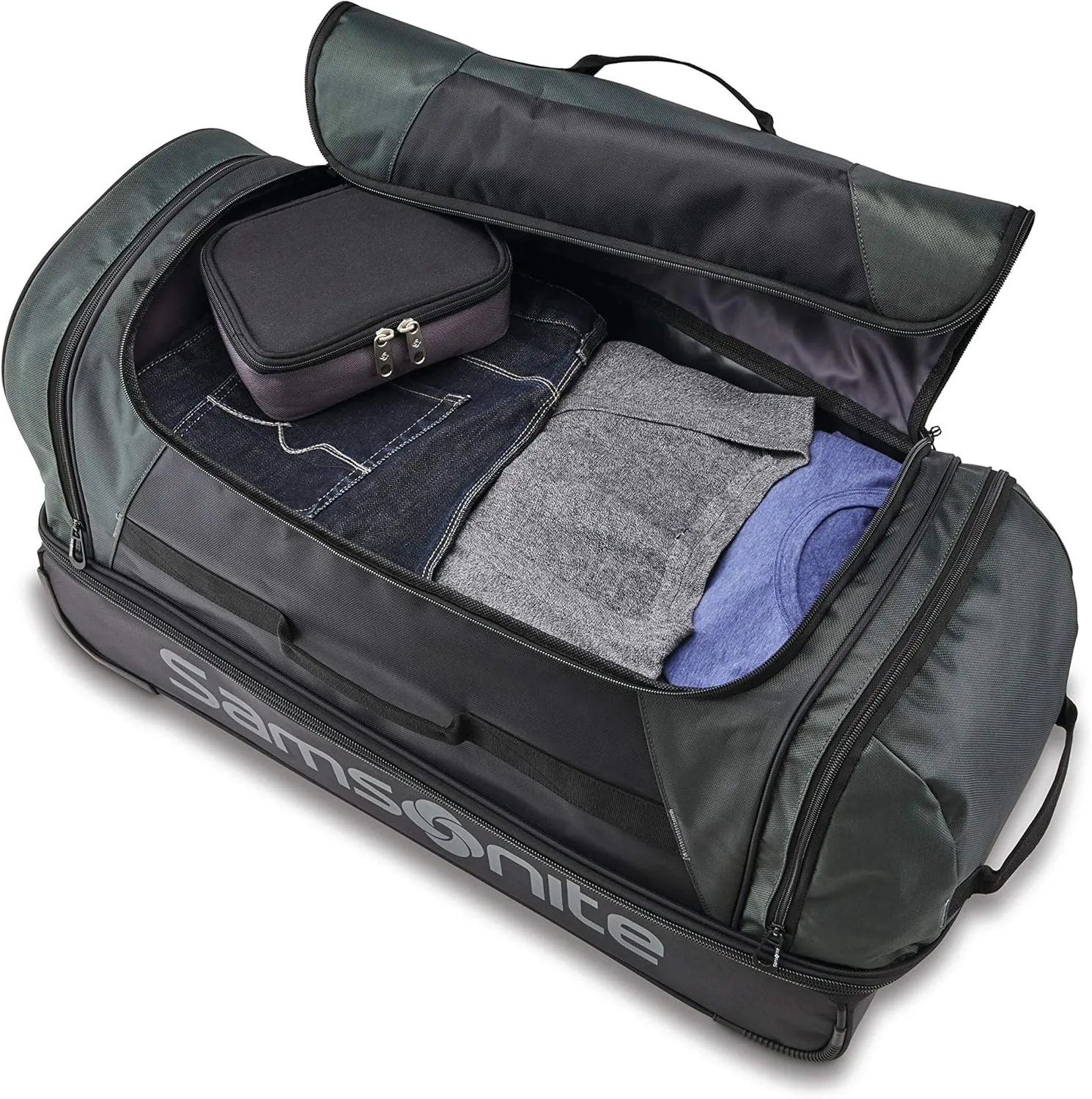 Samsonite Andante 2 Wheeled Duffel Bag ?C 22-Inch Durable Rolling Luggage with Inline Skate Wheels, Push-Button Handle & Spacious Compartments ?C Travel-Friendly and Lightweight - All Black
