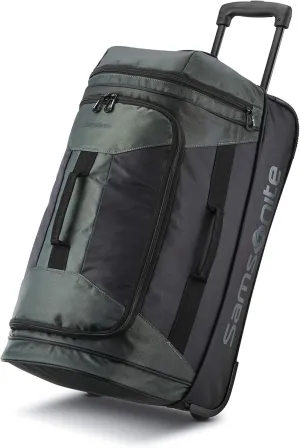 Samsonite Andante 2 Wheeled Duffel Bag ?C 22-Inch Durable Rolling Luggage with Inline Skate Wheels, Push-Button Handle & Spacious Compartments ?C Travel-Friendly and Lightweight - Moss Green/Black