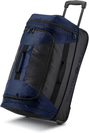 Samsonite Andante 2 Wheeled Duffel Bag ?C 22-Inch Durable Rolling Luggage with Inline Skate Wheels, Push-Button Handle & Spacious Compartments ?C Travel-Friendly and Lightweight - Navy/Black
