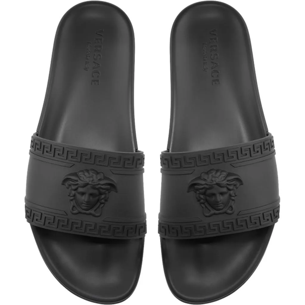 VERSACE Palazzo Medusa Pool Slides, Black