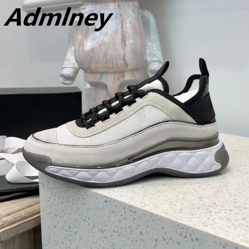 White Black Thick Sole Casual Sneakers