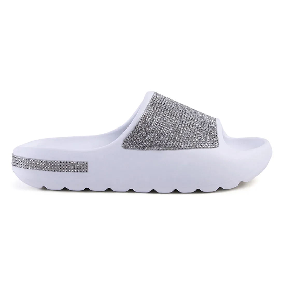White Diamante Pool Sliders