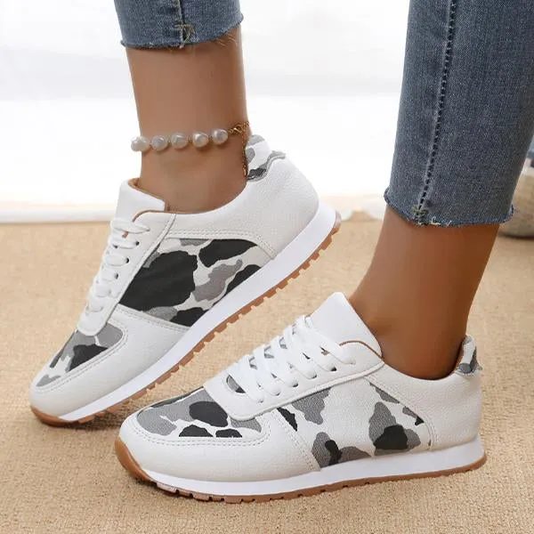 Women's Thick Sole Cow Pattern Casual Sports Shoes 96123967S