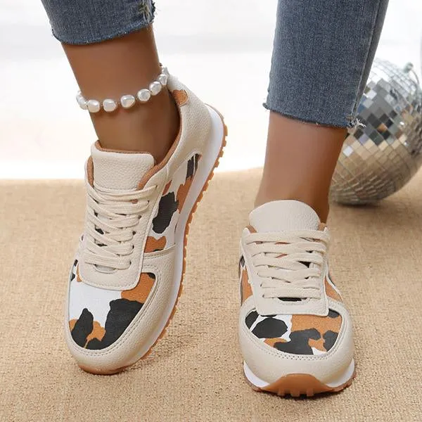 Women's Thick Sole Cow Pattern Casual Sports Shoes 96123967S
