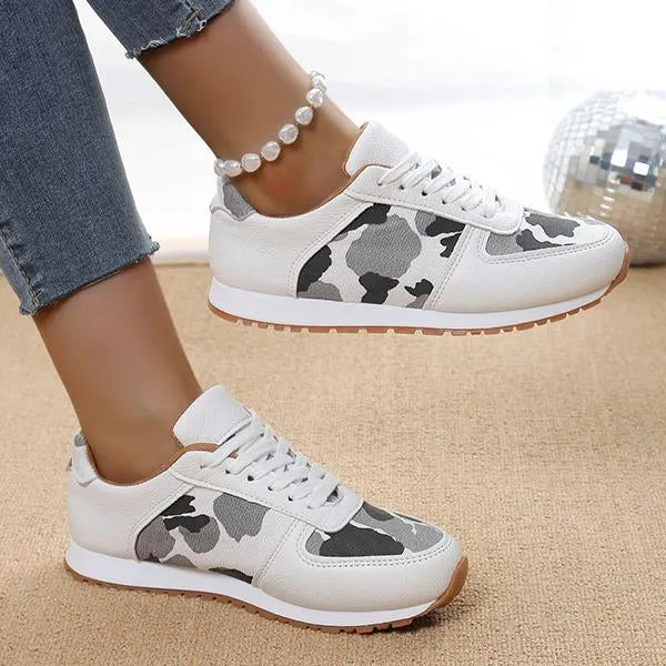 Women's Thick Sole Cow Pattern Casual Sports Shoes 96123967S