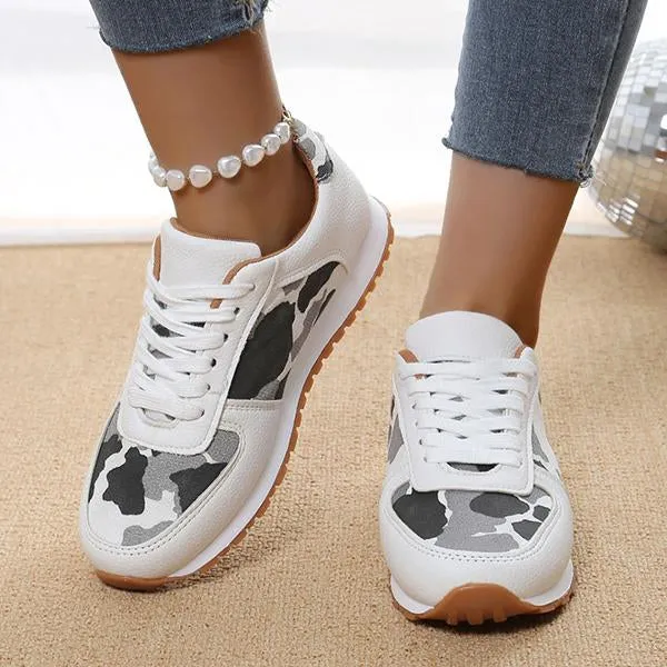 Women's Thick Sole Cow Pattern Casual Sports Shoes 96123967S