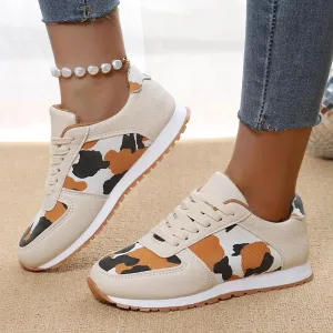 Women's Thick Sole Cow Pattern Casual Sports Shoes 96123967S