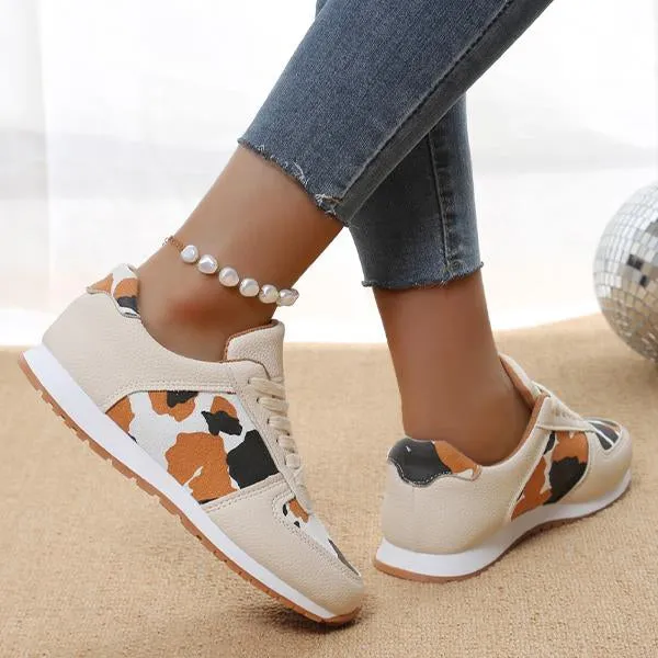 Women's Thick Sole Cow Pattern Casual Sports Shoes 96123967S
